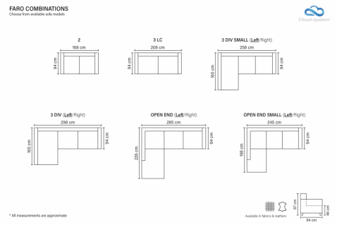 Sofa FARO Bellus Izmērs; 165x258 cm H 94 cm pocket tipa atsperes