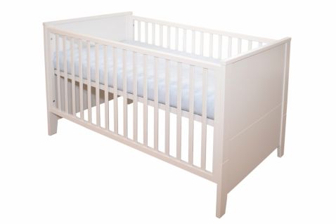 Zīdaiņu gultiņa Isolde 70x140 izgatavota no balta krāsota MDF