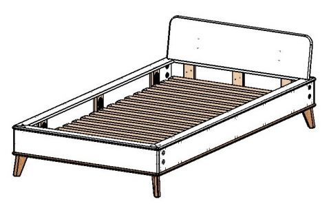 Vienguļamā gulta Vivo 100x200, izgatavota no MDF un ozola, ražots Latvijā