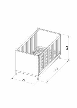 Zīdaiņu gulta Scandic 70x140 izgatavota Latvijā no masīva ozola un mdf