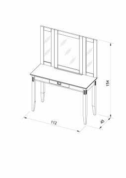 Galdiņš ar spoguli Piano, izgatavots no MDF, ražots Latvijā