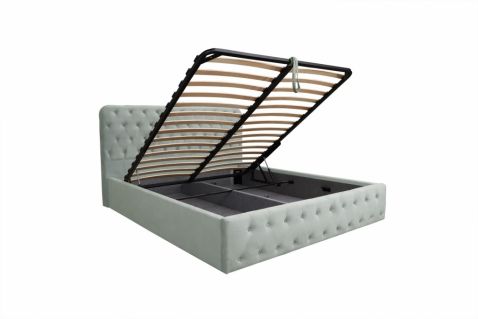 Gulta Belinda ar veļas kasti gaiši pelēka