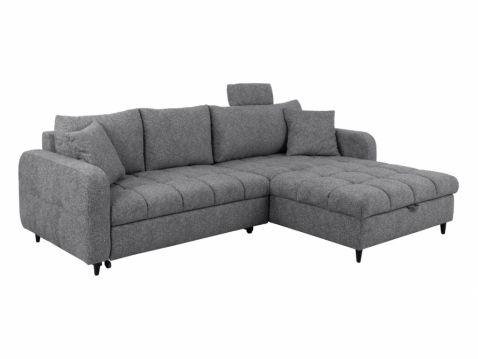 Stūra dīvāns Twist pelēks izvelkams ar veļas kasti