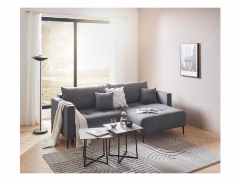 Stūra dīvāns Ponty pelēks, izvelkams ar veļas kasti