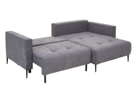 Stūra dīvāns Ponty pelēks, izvelkams ar veļas kasti