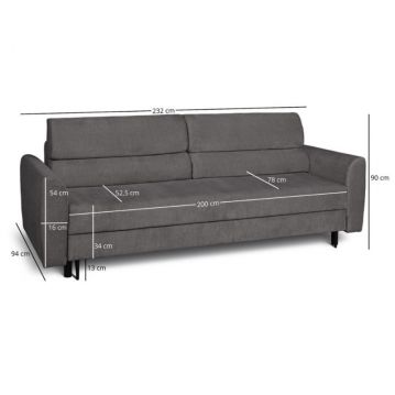 Izvelkama sofa Bolonia tumši pelēka