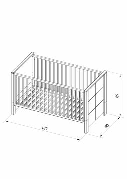 Zīdaiņu gultiņa Julia 70X140 izgatavota no balta krāsota MDF