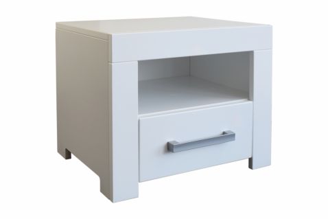 Naktsskapītis Style, izgatavots no lamināta un balta MDF, ražots Latvijā