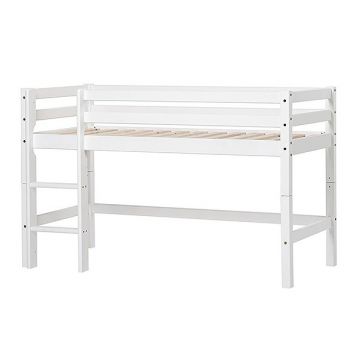 Koka gulta Basic A4, bērnu istabas mēbeles, balta gultiņa 90x200, Latvija