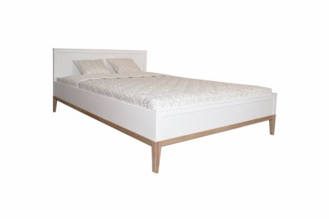Gulta Scandic Junior 90x200 MDF balts, krāsots, lamināts, ozola masīvkoks