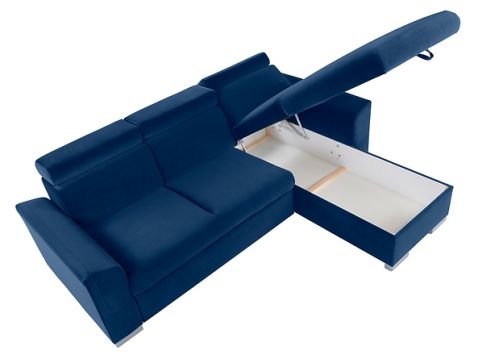 Stūra dīvāns EVITA (tumši zils) SOLO 263. Izmērs:243x186 cm H 85/98 cm