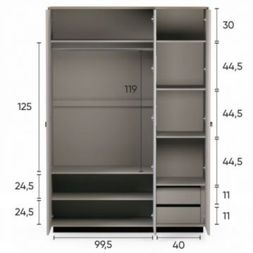 Skapis 3 durvju Dominika