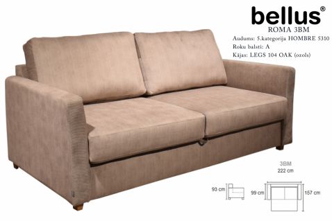 Izvelkams dīvāns ROMA 3 BM Bellus.  Audums: 5.kat. HOMBRE