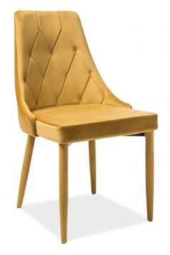 Krēsls Tricija samta dzeltens ar metālisko karkasu