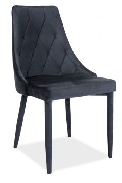 Krēsls Tricija samta melns ar metālisko karkasu