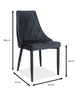 Krēsls Tricija samta melns ar metālisko karkasu