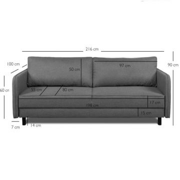 Izvelkama sofa Bruno tumši pelēka