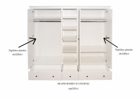 Papildus plaukts 5 durvju skapim Romeo II