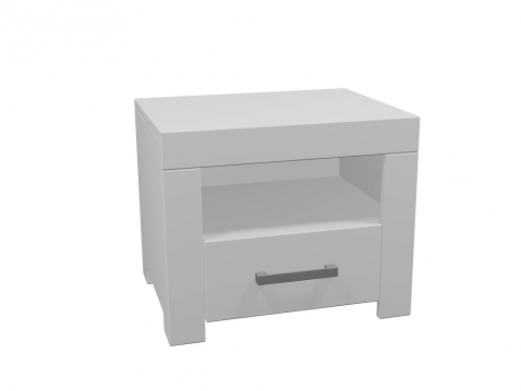 Naktsskapītis Style, izgatavots no lamināta un balta MDF, ražots Latvijā