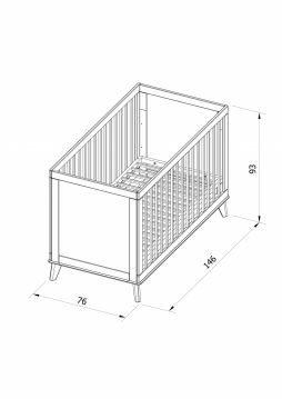 Zīdaiņu gulta Vivo 70x140, ražots Latvijā, mēbeles