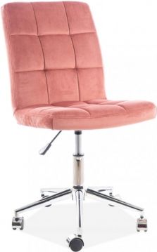 Krēsls Q-020 Velvet Pink ar egulējamu sēdekļa augstumu