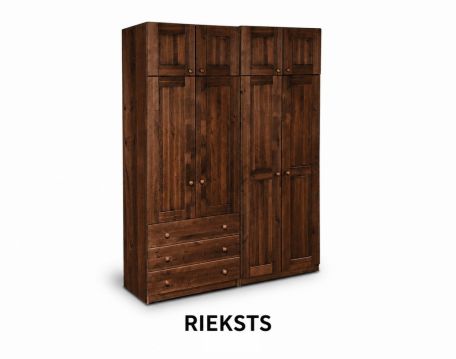 Skapis 4 durvju Santa ar antresoliem, rieksta tonis