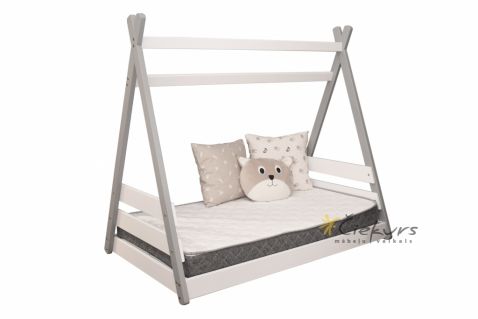 Bērnu gultiņa VIGVAM 80x160. Priedes masīvkoks, krāsots.