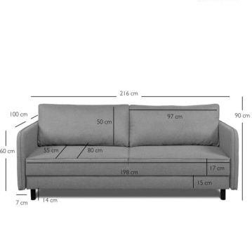 Izvelkama sofa Bruno pelēka