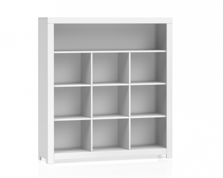Lielais plaukts ar nišām Style, izgatavots no MDF, balts, Latvijā ražots