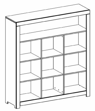 Lielais plaukts ar nišām Style, izgatavots no MDF, balts, Latvijā ražots
